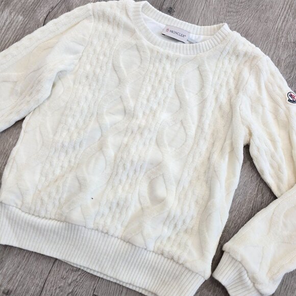 Moncler Kids Cable Knit Sweater Size 8 Anni 130cm White Cotton & Wool winter - Picture 14 of 14